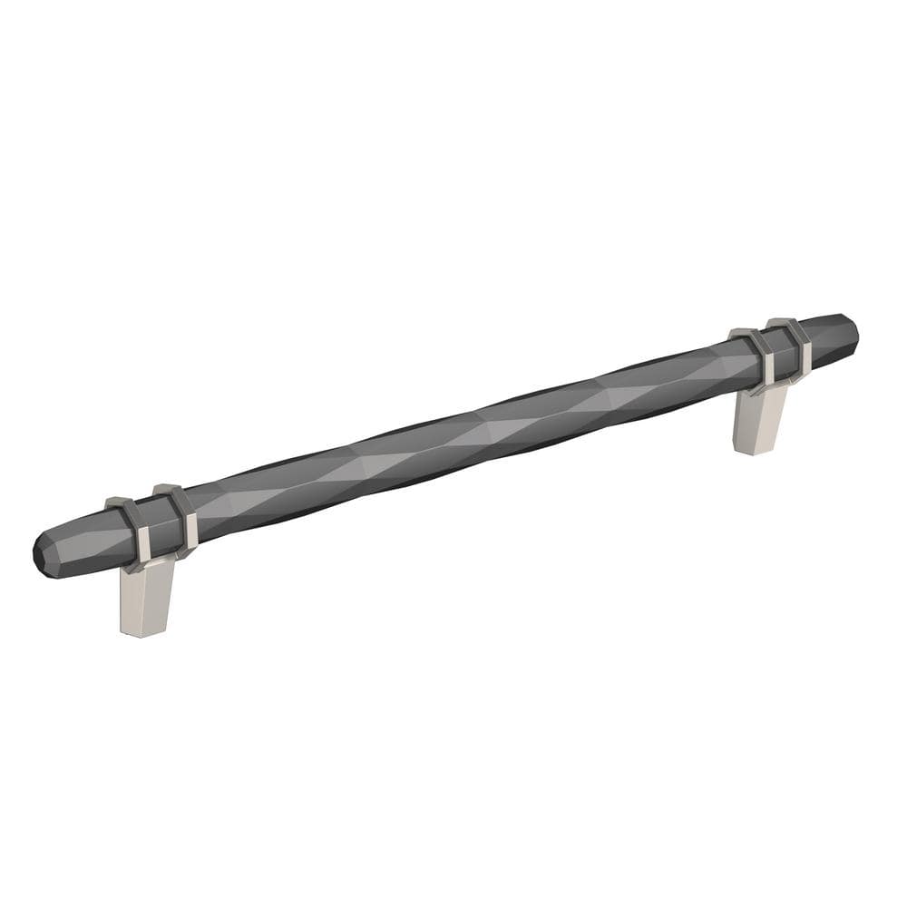 Modern 8-inch Black Chrome and Satin Nickel Bar Cabinet Pull
