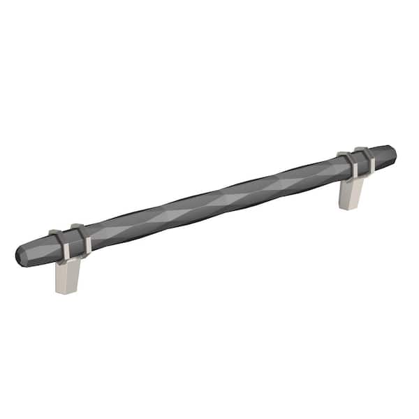 Amerock London 8 in. (203mm) Modern Black Chrome/Satin Nickel Bar Cabinet Pull