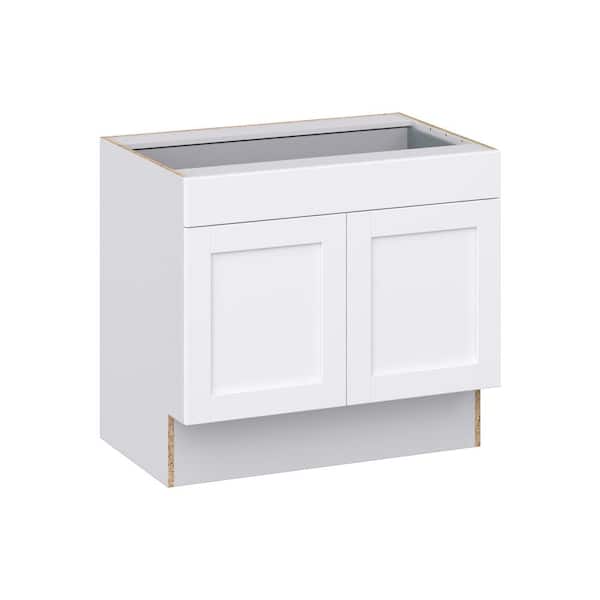 J COLLECTION Mancos Bright White Shaker Assembled Accessible ADA Base Cabinet with 1 Drawer (36 in. W x 32.5 in. H x 23.75 in. D)