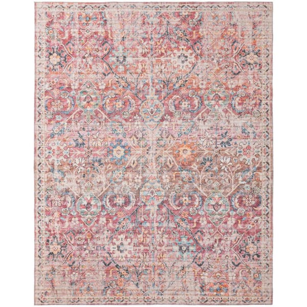 Nostalgia Gossamer Ivory and Pink 8 ft. x 10 ft. Machine Washable Area Rug