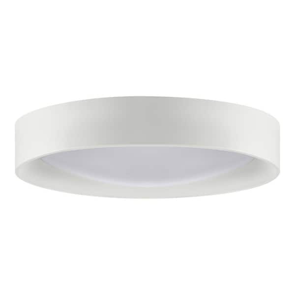 Hampton Bay Anderson 13 in. Light White Adjustable CCT Integrated LED Flush Mount with Deco Ring 5 CCT