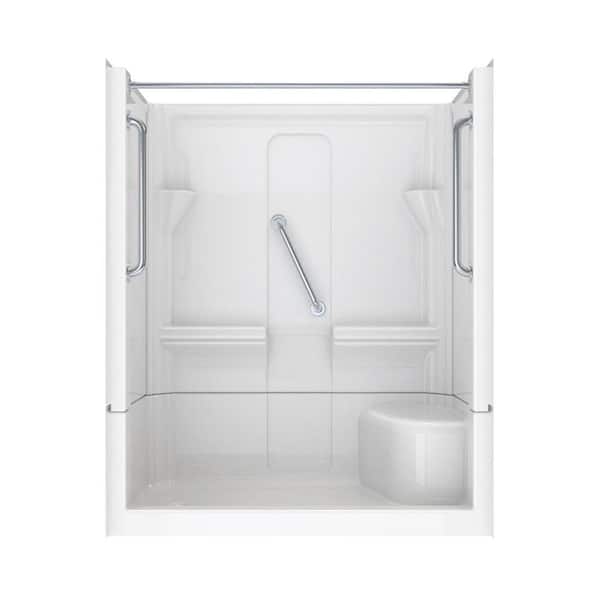 Accessible Living Harmony 60 in. L x 30 in. W x 74 in. H Alcove LH Drain Curtain Rod Shower Kit in Chrome