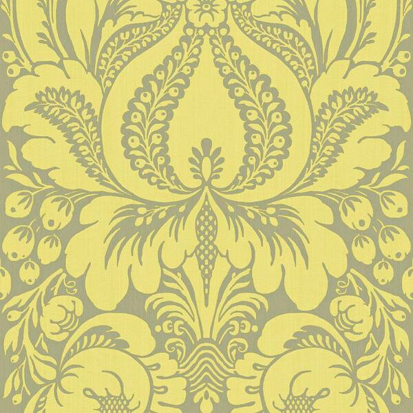 The Wallpaper Company 8 in. x 10 in. Lime Large Scale Damask Wallpaper Sample