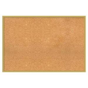 Svelte Polished Gold Wood Framed Natural Corkboard 37 in. x 25 in. Bulletin Board Memo Board