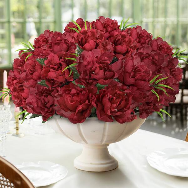 ✳︎peony✳︎ LIVING LUXURY 14 in. Burgundy Red Artificial Open Peony