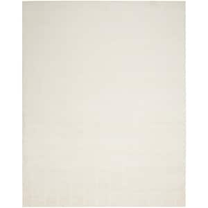 Serenity Home Ivory Cream 9 ft. x 12 ft. Linear Contemporary Area Rug