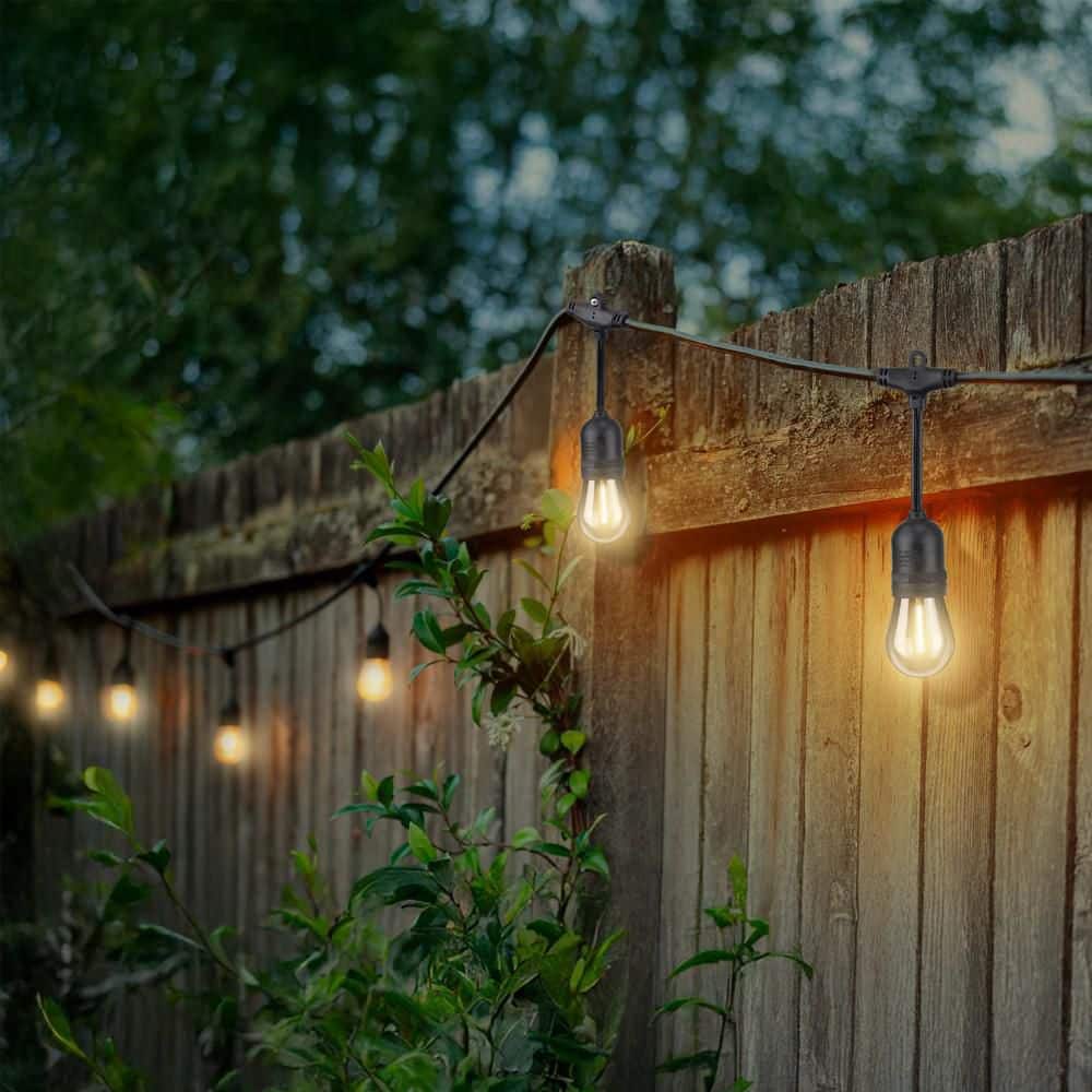 Hampton Bay 24-Light 48 ft. Indoor/Outdoor Plug-In Filament LED S14 Edison Bulb String-Light SL48/182/FILG2/HD/24