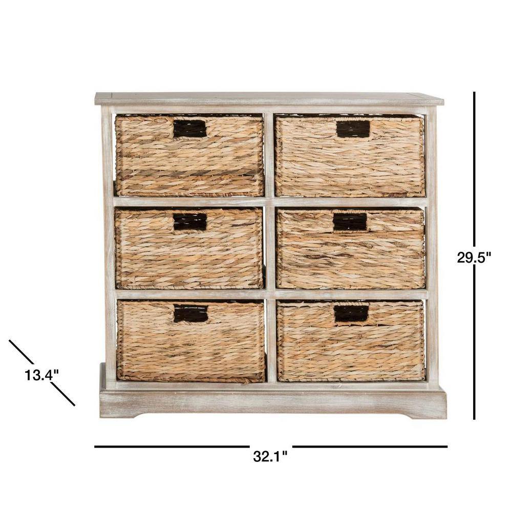 Vintage White 6-Basket Wicker Storage Chest
