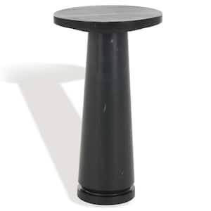 Valentia 10 in. Black Round Marble End Table