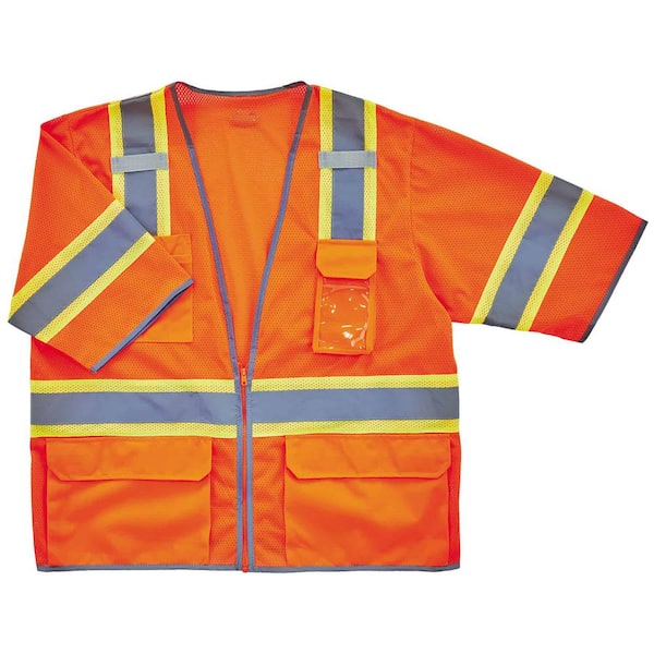 Ergodyne GLoWEAR S/M Orange Hi-Vis 2-Tone Hi-Vis Class 3 Surveyor Vest