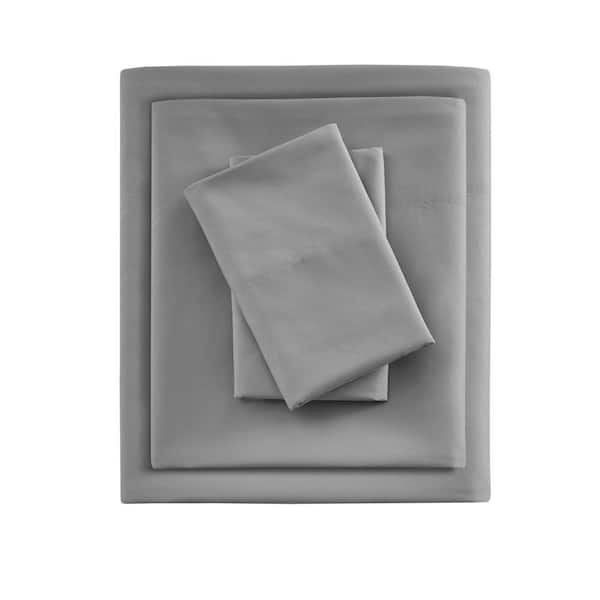 Madison Park Smart Cool 4-Piece Grey Microfiber Queen Sheet Set