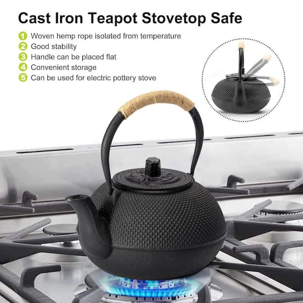 Numhew 2-Cup 22 oz. Cast Iron Tea Pot with Stainless Steel