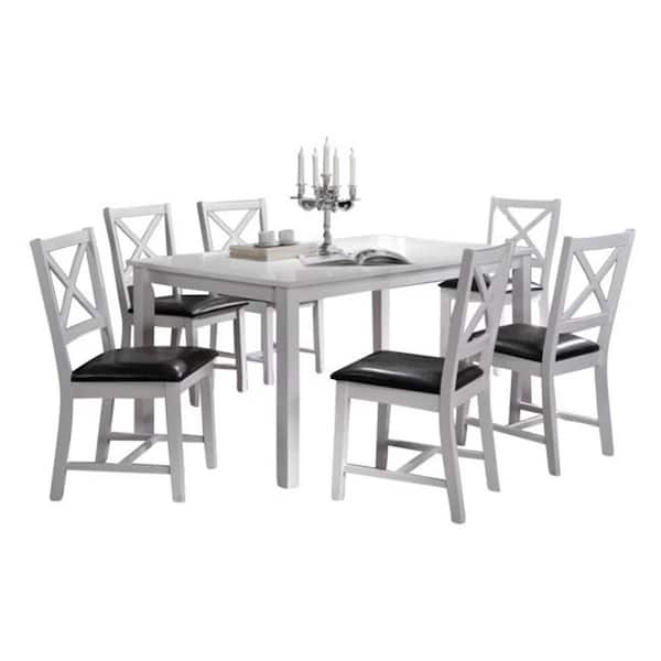 Oakland Living Indoor White and Black Cross-Back 7-Piece Dining Set Solid Wood Rectangular Dining Table