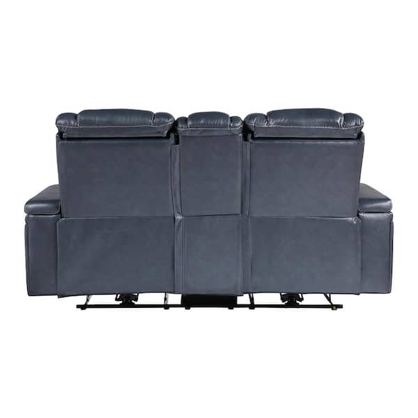 Lazzara Lafael 74 in. W Blue Leather 2-Seater Power Double