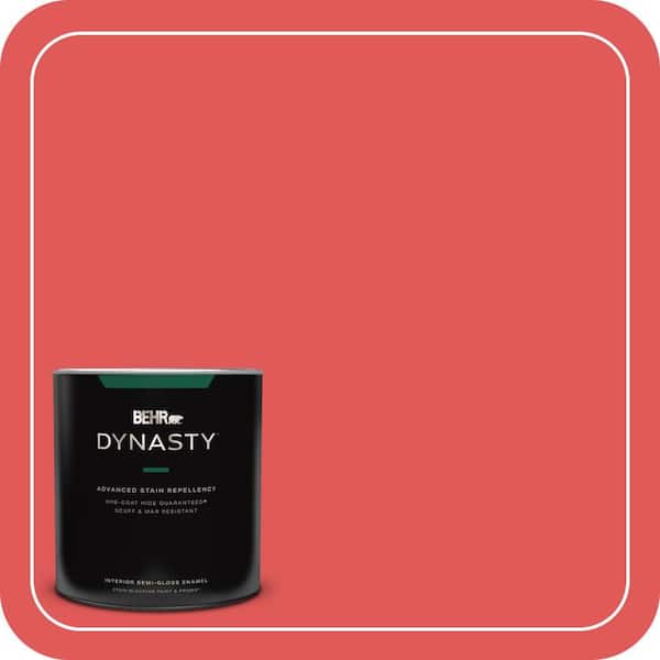 BEHR DYNASTY 1 qt. #150B-6 Firecracker Semi-Gloss Enamel Interior Stain-Blocking Paint and Primer