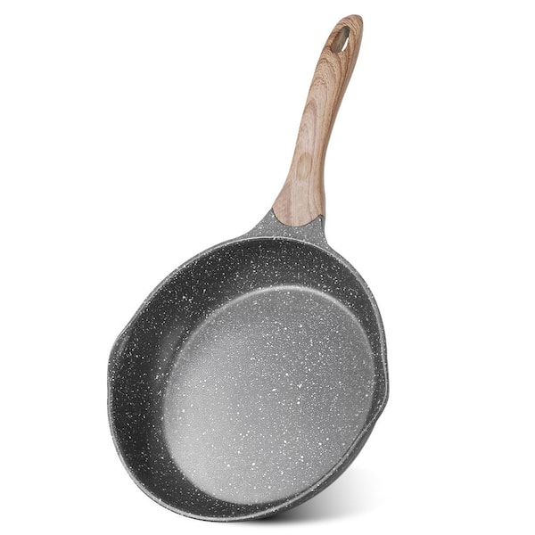 8 in. Grey Stone Nonstick Omelette Pan, Reinforced Aluminum Core, PFOA PFOS Lead and Cadmium Free, Induction