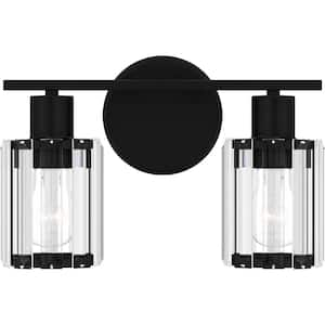 Isla 12.5 in. 2-Light Matte Black Vanity Light