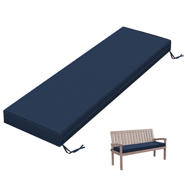 42 in. x 18 in. x 3.5 in. Rectangular Outdoor Porch Swing Bench Cushion Navy