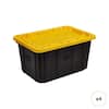 HDX 27 Gal. Tough Storage Tote in Black and Yellow