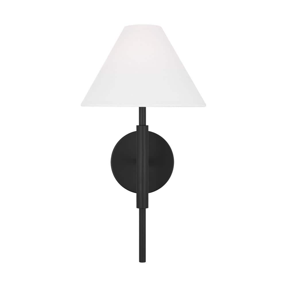 Midnight Black and White Linen Wall Sconce