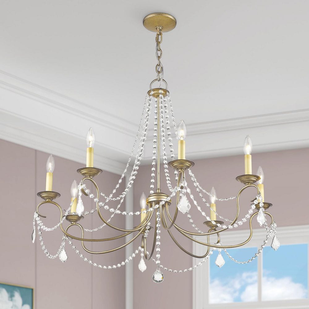AVIANCE LIGHTING Dorrance 8-Light Hand Painted Antique Silver Leaf
