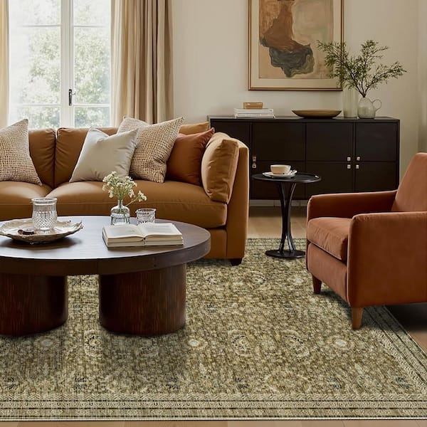 Desert Brown 8 ft. x 10 ft. Vintage Indoor Area Rug