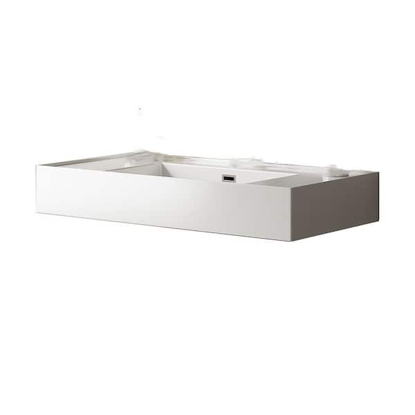6.89 in. White Acrylic Wall-Mounted Bathroom Integrated Sink and Shelf