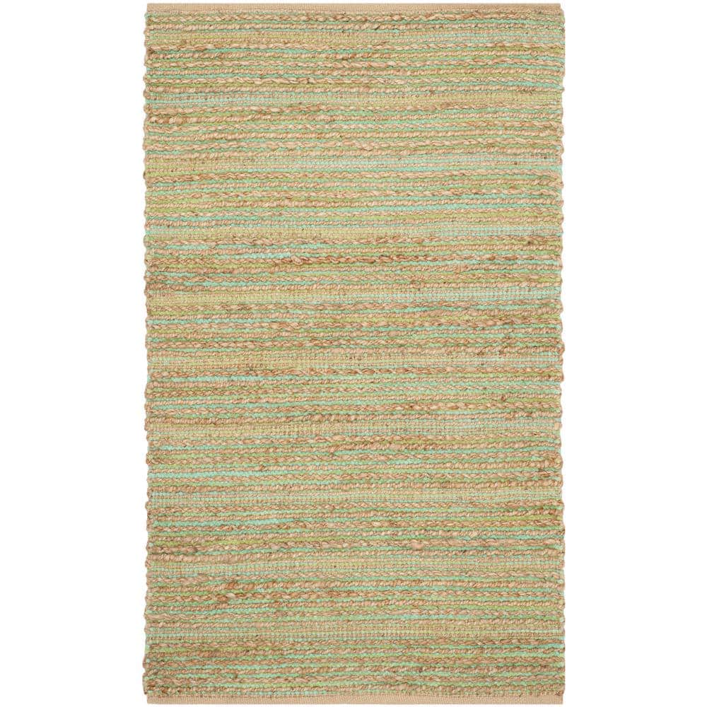 Green Hand-Knotted Cotton Square Area Rug
