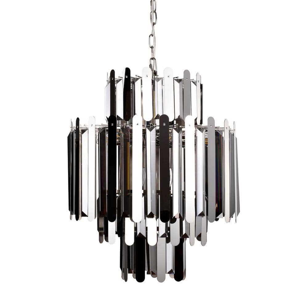 9-Light Stainless Steel Polish Nickel Contemporary Grey Crystal Chandelier for Living and Dining Room price history on PriceWatchPro