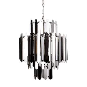 9-Light Stainless Steel Polish Nickel Contemporary Grey Crystal Chandelier for Living and Dining Room