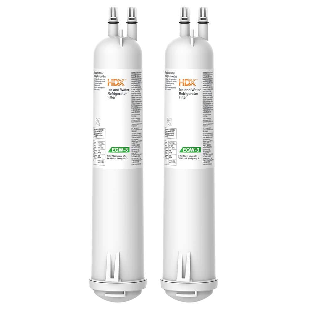 EQW-3 Premium Refrigerator Water Filter Replacement for Whirlpool Everydrop-3 (2-Pack) -  HDX, EFF-6008-2