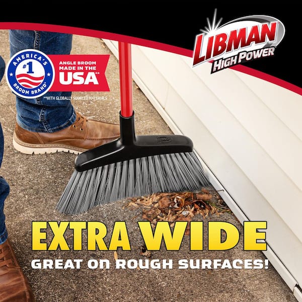 15 in. High Power Rough Surface Angle Broom with Steel Handle (4-Pack)