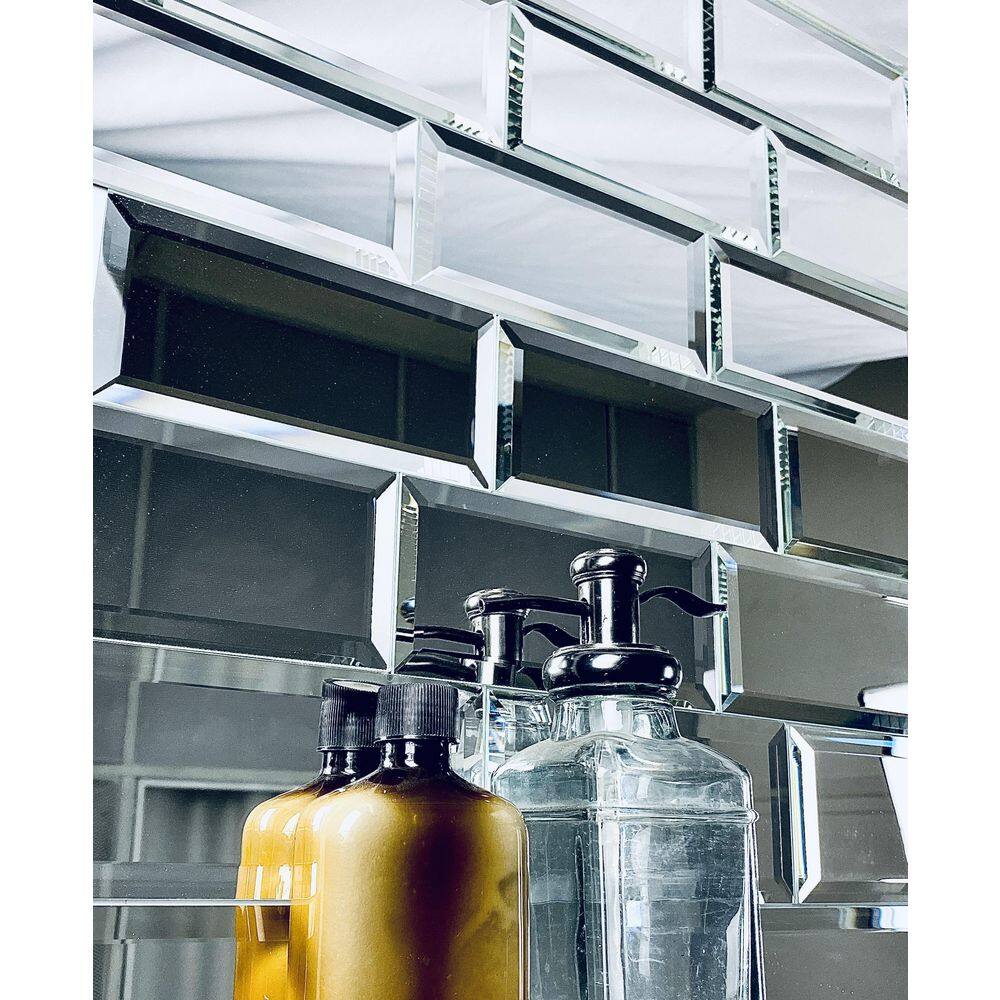 Blue Beveled 3 in. x 6 in. Glass Mirror Subway Wall Tile (14 sq.ft/Case) price history on PriceWatchPro