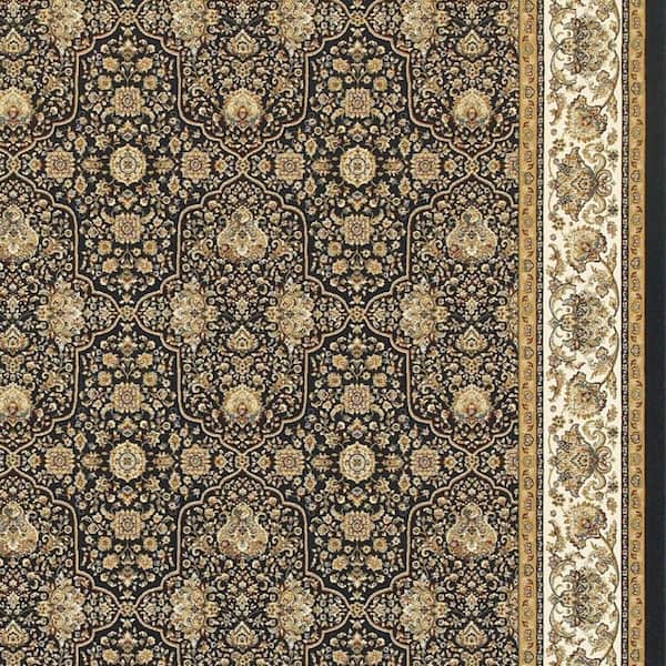 10 ft. x 13 ft. Navy Blue, Ivory Oriental Washable Area Rug