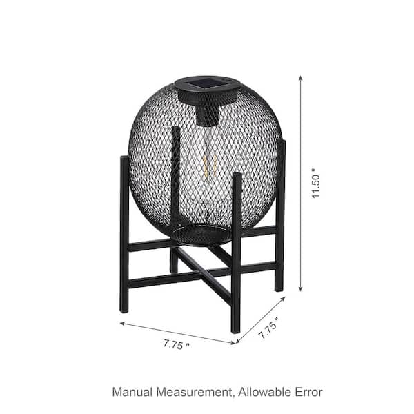 11.5 in. H Set of 2 Metal Mesh Black Solar Powered Outdoor Lantern with  Stand (Set of 2)