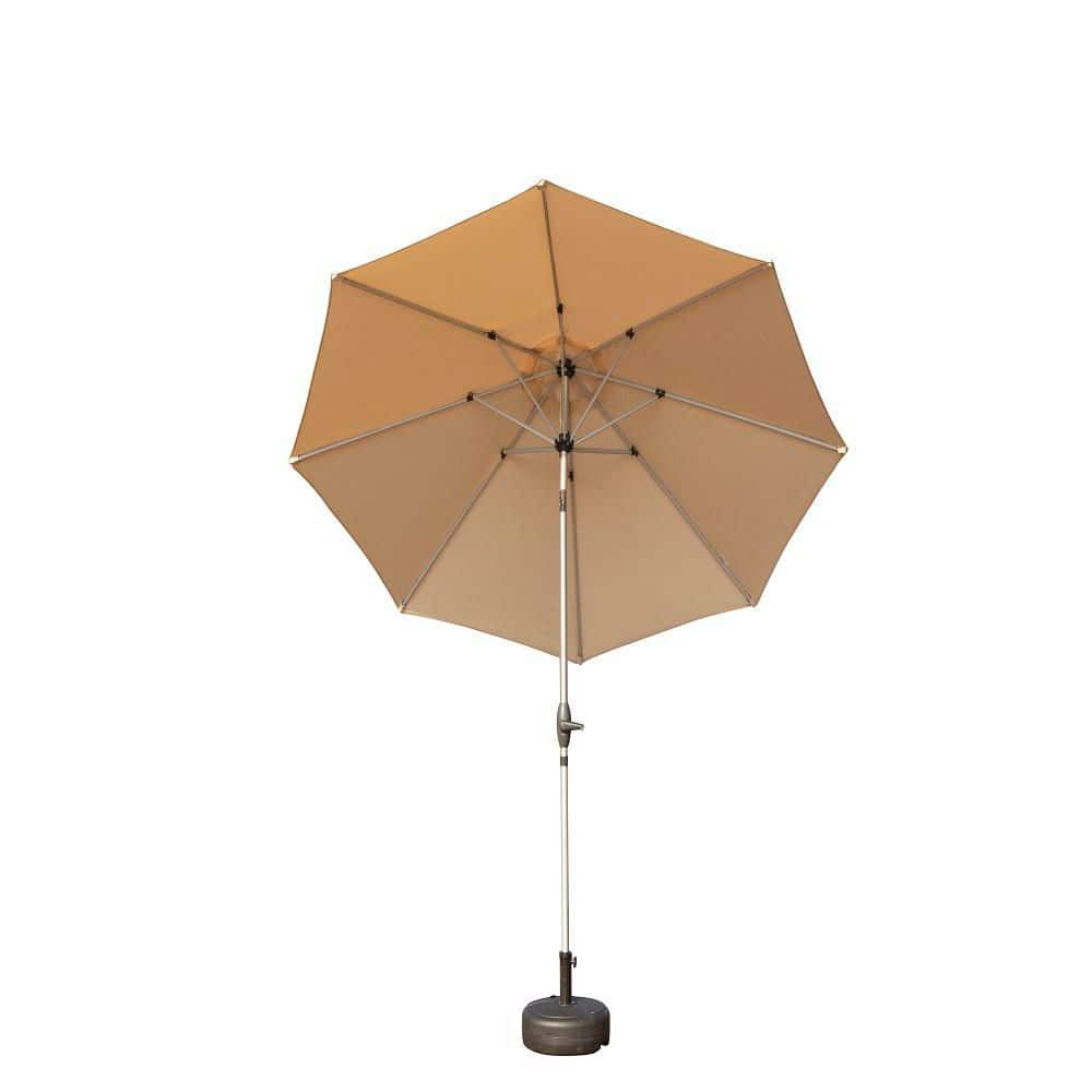 9 ft. Aluminium Adjustable Crank Lift Outdoor Patio Umbrella in Beige