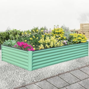 95 in. W x 47 in. D x 18 in. H Green Galvanized Garden Bed, Steel Outdoor Planter Box for Vegetables, Fruits, Flowers