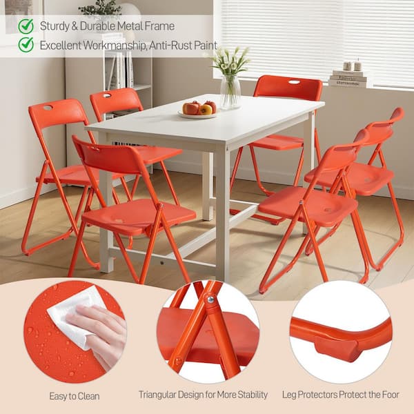 Karl home Patio Orange Plastic Folding Chair(Set of 6) K1G56001766