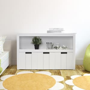 Kids Toy Storage Cabinet, Toddler's Room Chest Cabinet 3 Drawers with Wheels bookcase