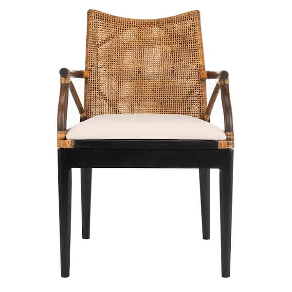 SAFAVIEH Gianni Brown/White Cotton Arm Chair (Set of 1)