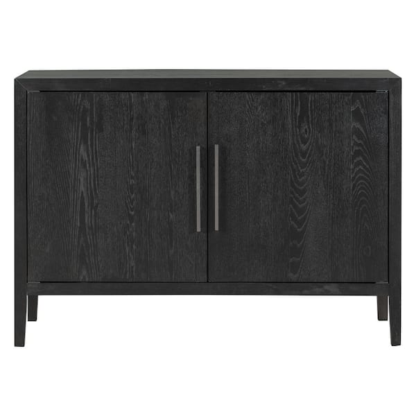 Unbranded 17.70 in. W x 47.20 in. D x 33.50 in. H Black Linen Cabinet with Metal Handles and 2-Doors
