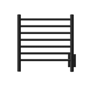 Radiant Small 7-Bar Combo Plug-in and Hardwired Electric Towel Warmer in Matte Black