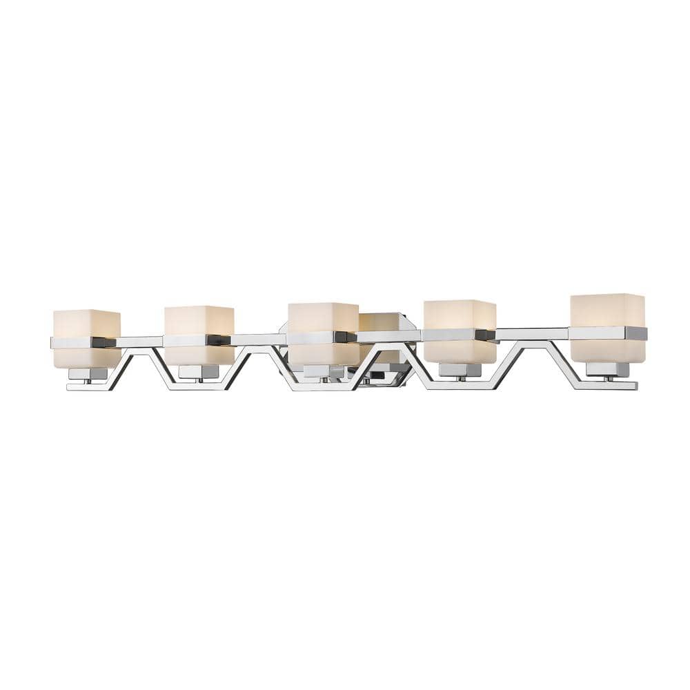 Ascend 43.3 in. 5-Light Chrome Integrated LED Shaded Vanity Light with Matt