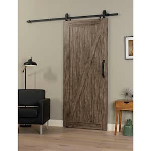 36 in. x 84 in. Millbrooke Weathered Grey Z Style PVC Vinyl Sliding Barn Door with Hardware Kit - Door Assembly Required