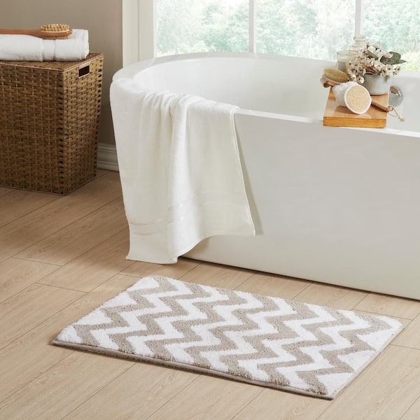 Better Trends Pegasus Collection Beige Chevron Pattern 100% Cotton  Rectangle 3-Piece Bath Rug and Towel Set BATLPE3PCBE - The Home Depot
