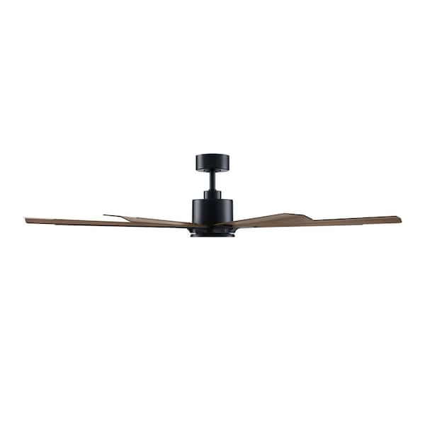 Size Matters 65 in. Smart Indoor/Outdoor Matte Black/Distressed Koa Windmill Ceiling Fan with Remote
