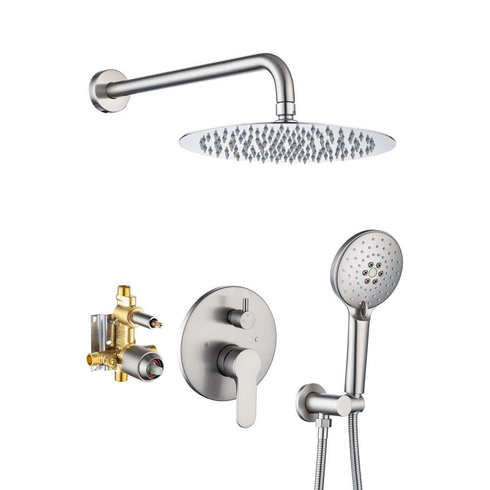 1-Spray 10 in. Dual Shower Head Wall Mounted Fixed and Handheld Shower Head 2.5 GPM in Brushed Nickel price history on PriceWatchPro