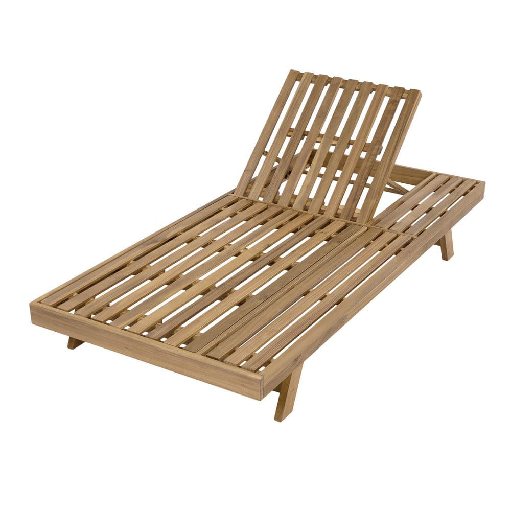 Chaise Lounge 79 in. Light Brown Acacia Wood with Adjustable Backrest and Foldable Design price history on PriceWatchPro