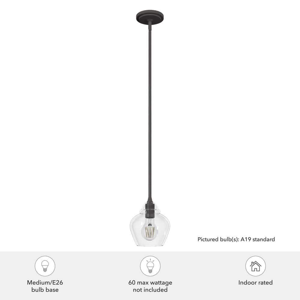 Noble Bronze Mini Pendant with Clear Glass Shade