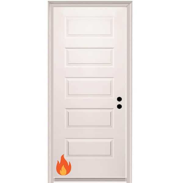 32 in. x 80 in. Rockport Left-Hand Primed Composite 20 Min. Fire-Rated House-to-Garage Single Prehung Interior Door